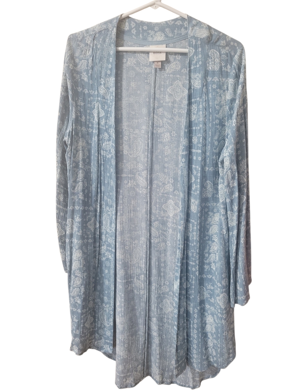 Knox Rose Light Blue Printed Open-Front Women's Cardigan